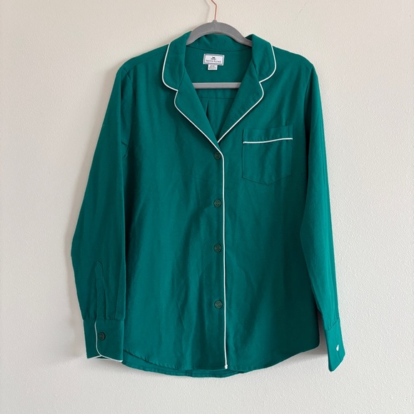 PETITE PLUME WOMEN’S FOREST GREEN CLASSIC FLANNEL PAJAMA Top Size Small - Picture 4 of 7